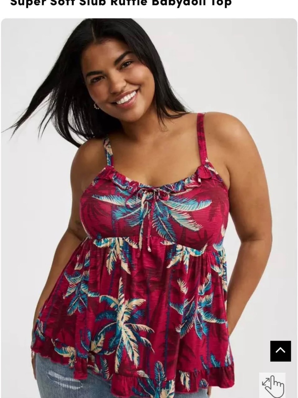 Torrid NWT Tropical Shadows Ruffle Babydoll Tank in Burgundy and Teal